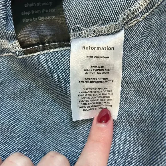Reformation Jeans Jaime Denim Mini Dress V-Neck Dar Wash Indigo Womens Size 2 - Picture 8 of 8